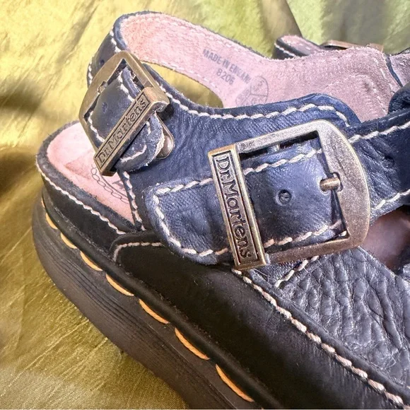 Vintage Dr. Martens Black Leather Platform Fisherman Sandals Made In England - Picture 2 of 10